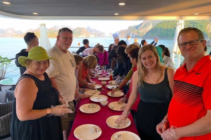 Cooking demonstration on boat 
